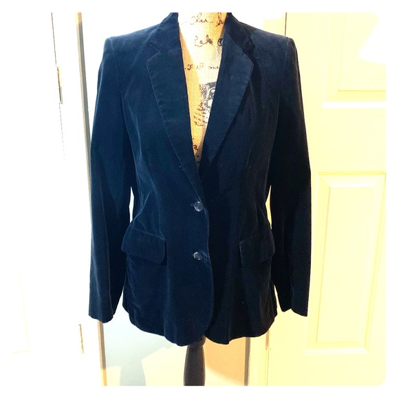VTG classic black velvet blazer w/pocket detail - Picture 1 of 8